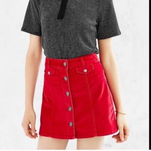 BDG red button up corduroy skirt